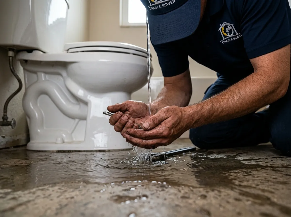 Water pouring into hands, symbolizing plumbing toilet leak in Lakewood, CO.